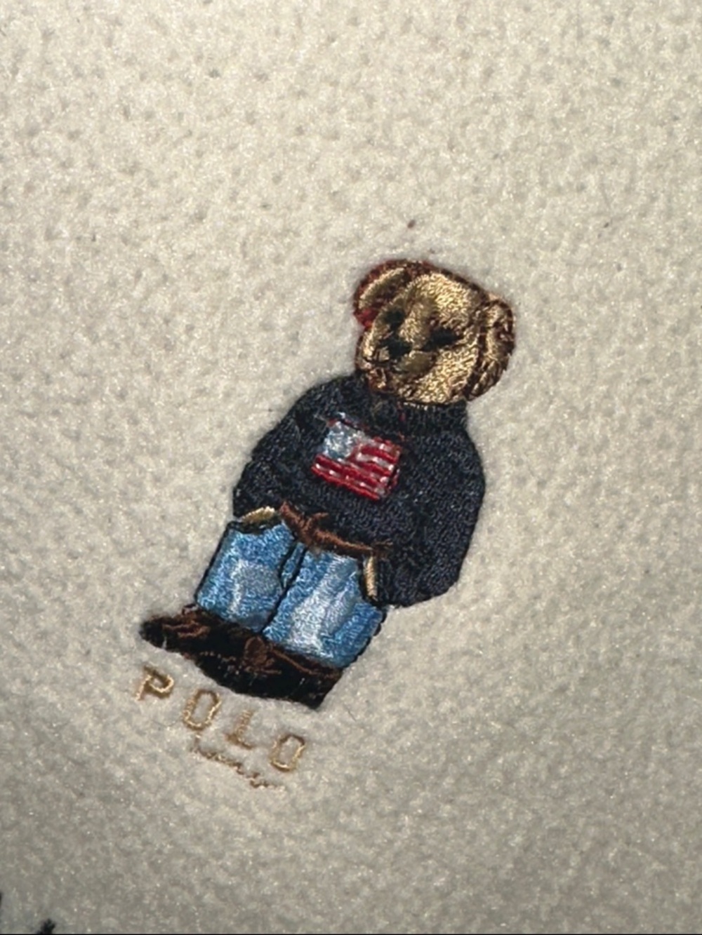 Polo by Ralph Lauren Polo Bear Cream Throw with Navy Stitching ♥️💙💚
